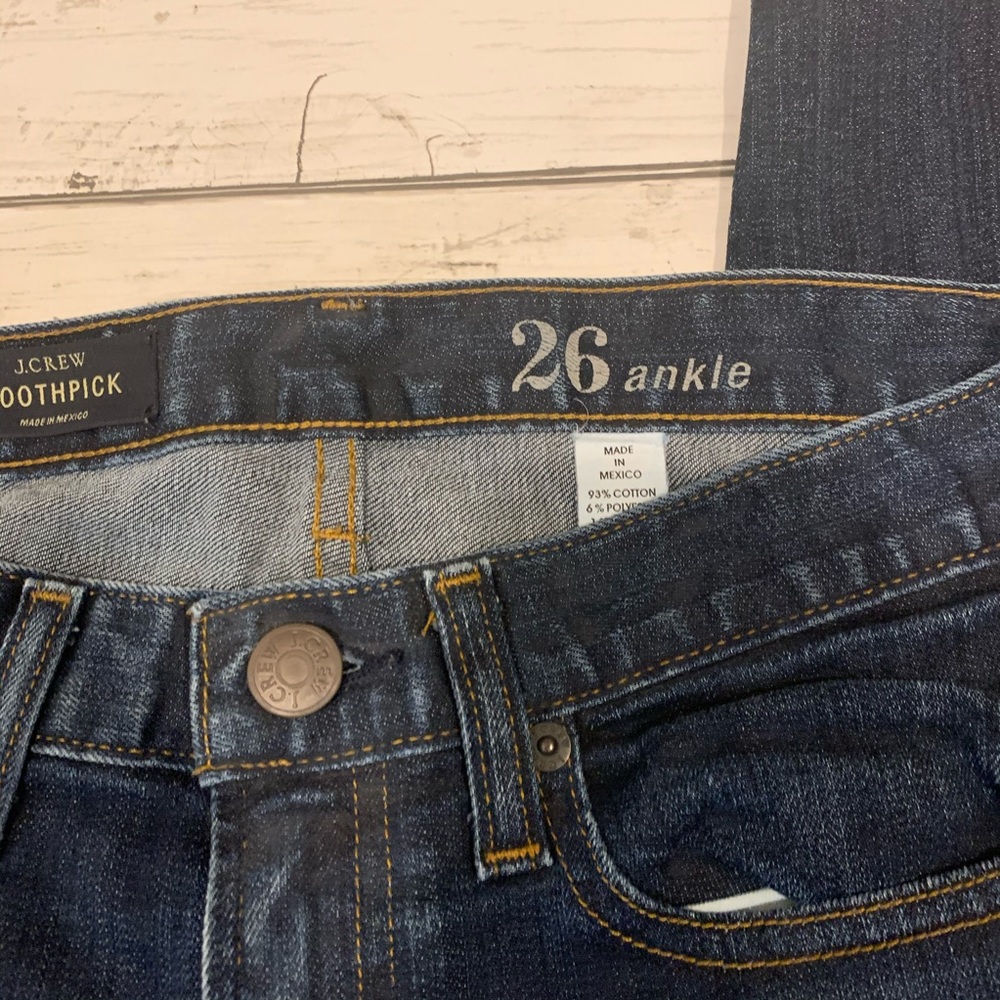 J. Crew toothpick jeans ankle size 26 dark denim - Picture 5 of 9